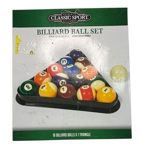 Billiard Ball Set with Molded Triangle, Official Size